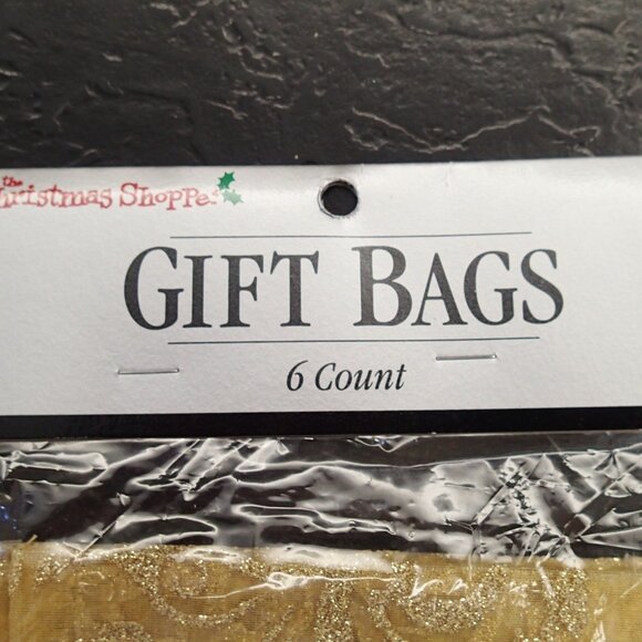 The Christmas Shoppe Gold Small Gift Bags Count of 6 NEW - Picture 3 of 4